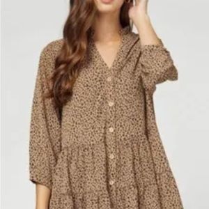 Entro Brown Leopard Print Top